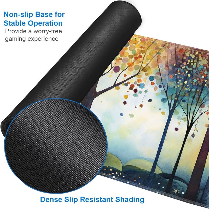 JVGFYNKL for MTG Playmat + Drawstring Travel Pouch + 6 Dice Counter, for Tabletop Trading Card Game Playmats or Large Mouse Pad, Anti-Slip Rubber 24 x 14 in, Color Forest for TCG Playmat - Image 5